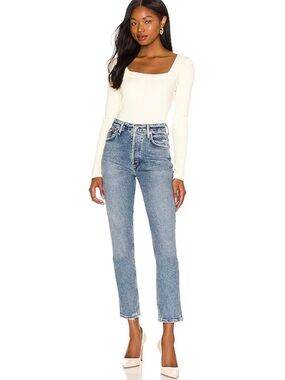 Citizens of Humanity Charlotte Crop High Rise Distressed Straight jeans size 29
